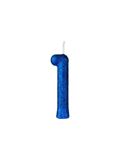 VELA CINTIL GLITTER AZUL N.1 REGINA 1UN