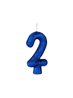 VELA CINTIL GLITTER AZUL N.2 REGINA 1UN