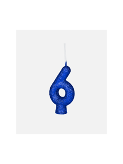 VELA CINTIL GLITTER AZUL N.6 REGINA 1UN