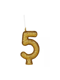 VELA CINTIL GLITTER DOURADA N.5 REGINA 1